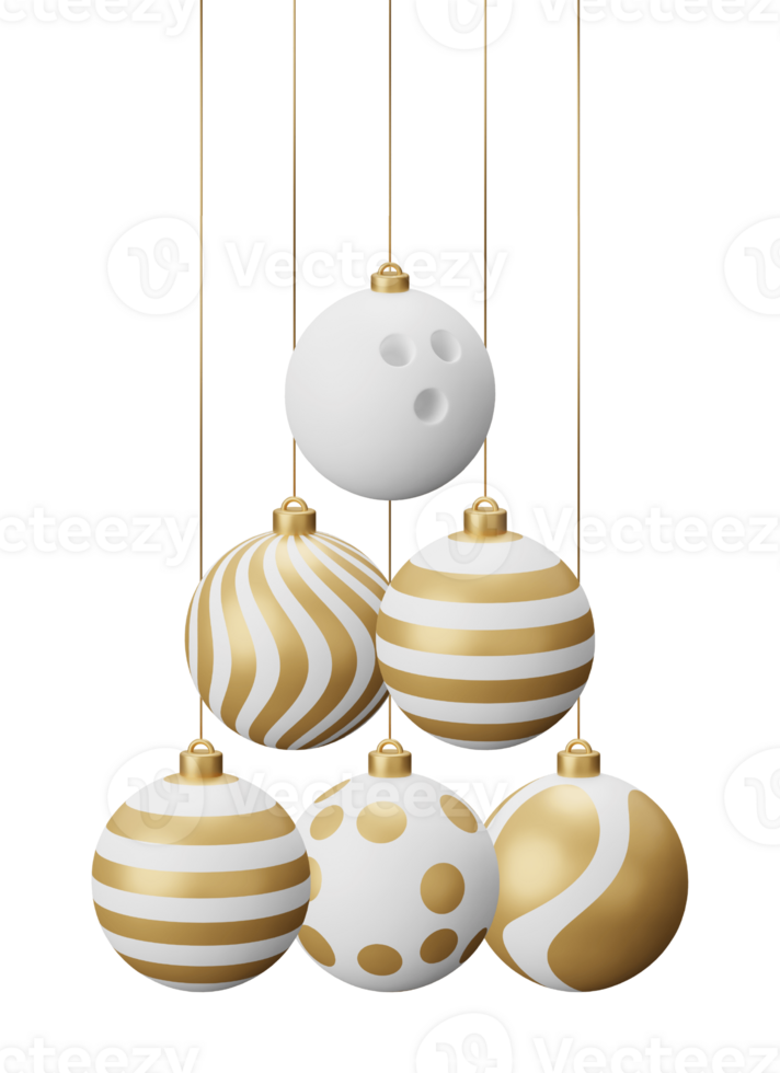 Golden Bowling Hanging Christmas Balls png