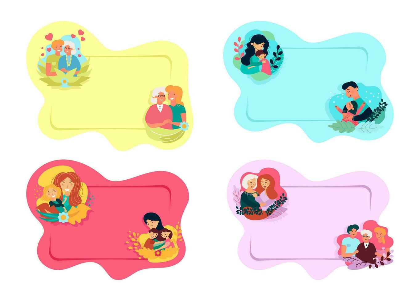 Banners and Cards with illustrations of happy family vector