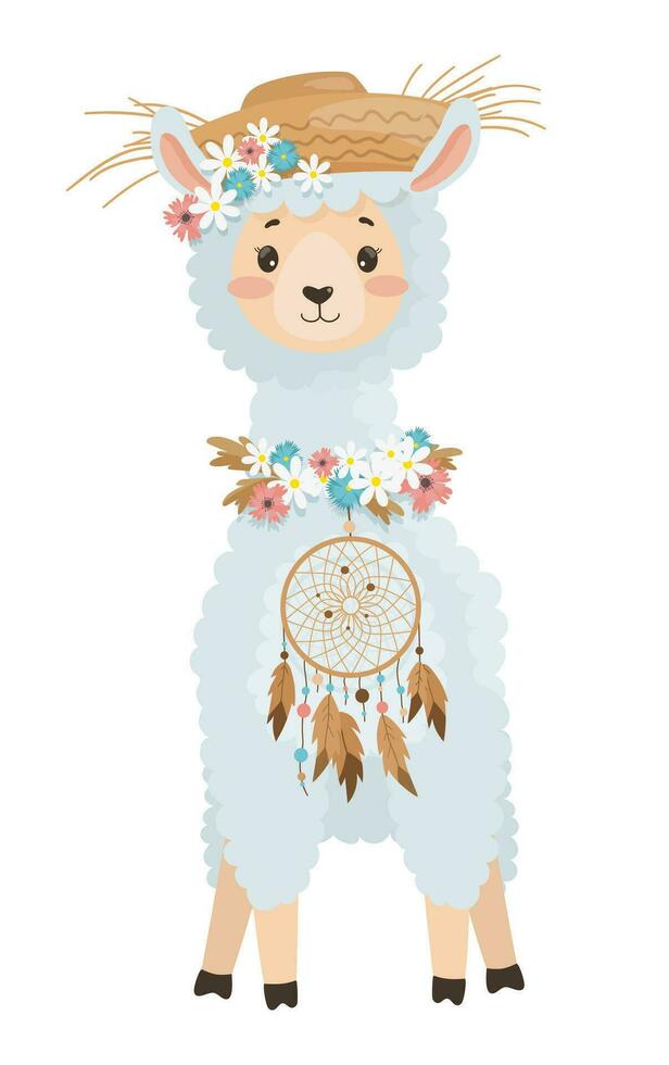 Illustration of a cute Llama vector