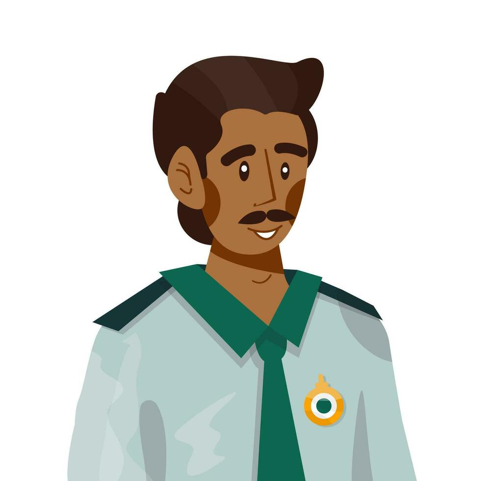 Vector flat illustration of avatar of policeman, customs officer, security control man.