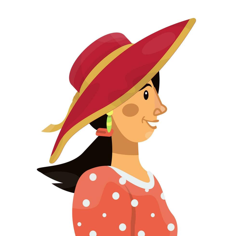 Vector flat illustration of portrait of woman or girl. Avatar of modern female.