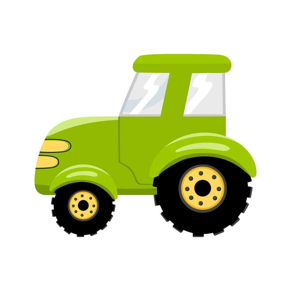 Vector illustration with tractor on white background. Kids toy