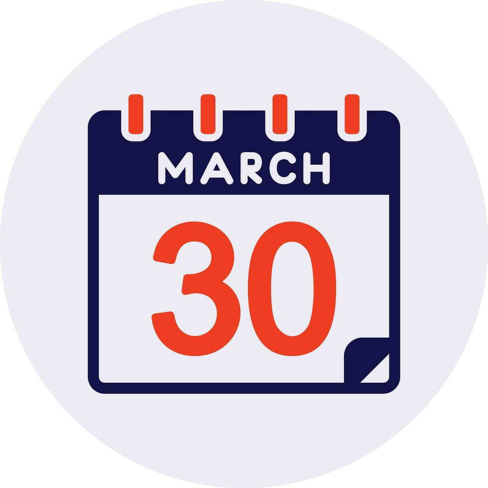 30 marzo vector icono