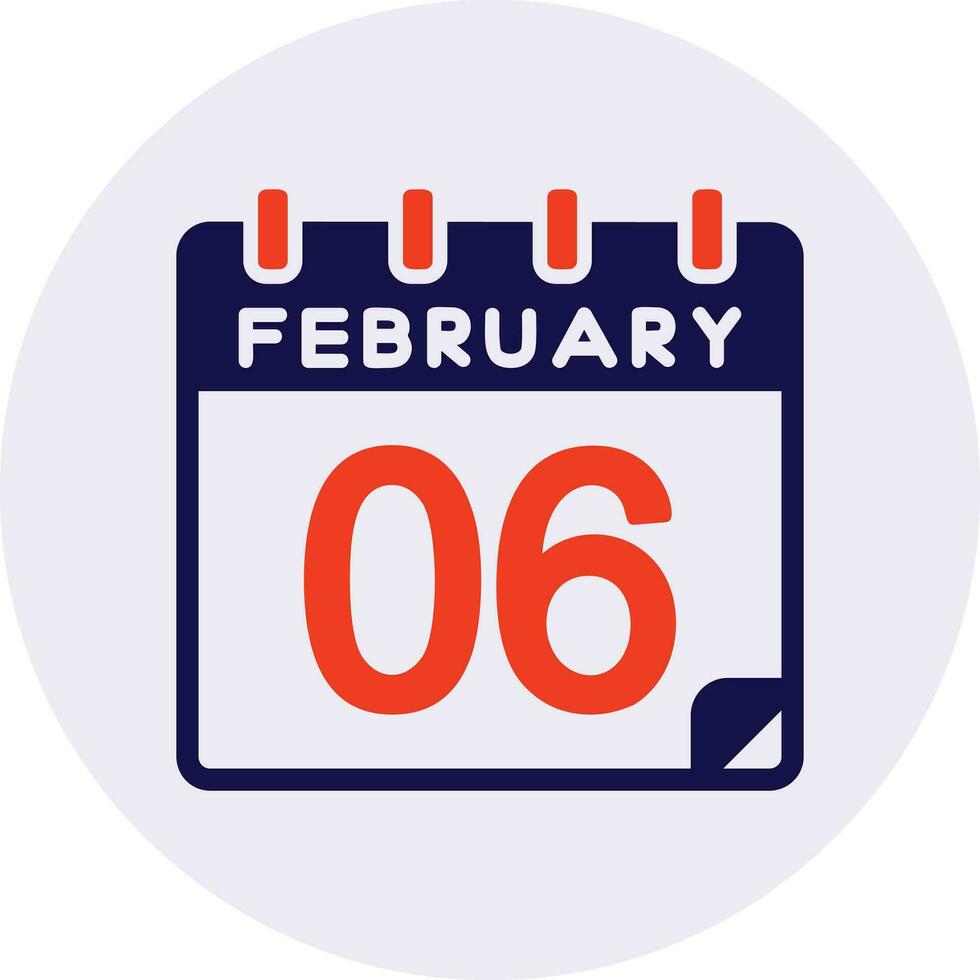 6 February Vector Icon