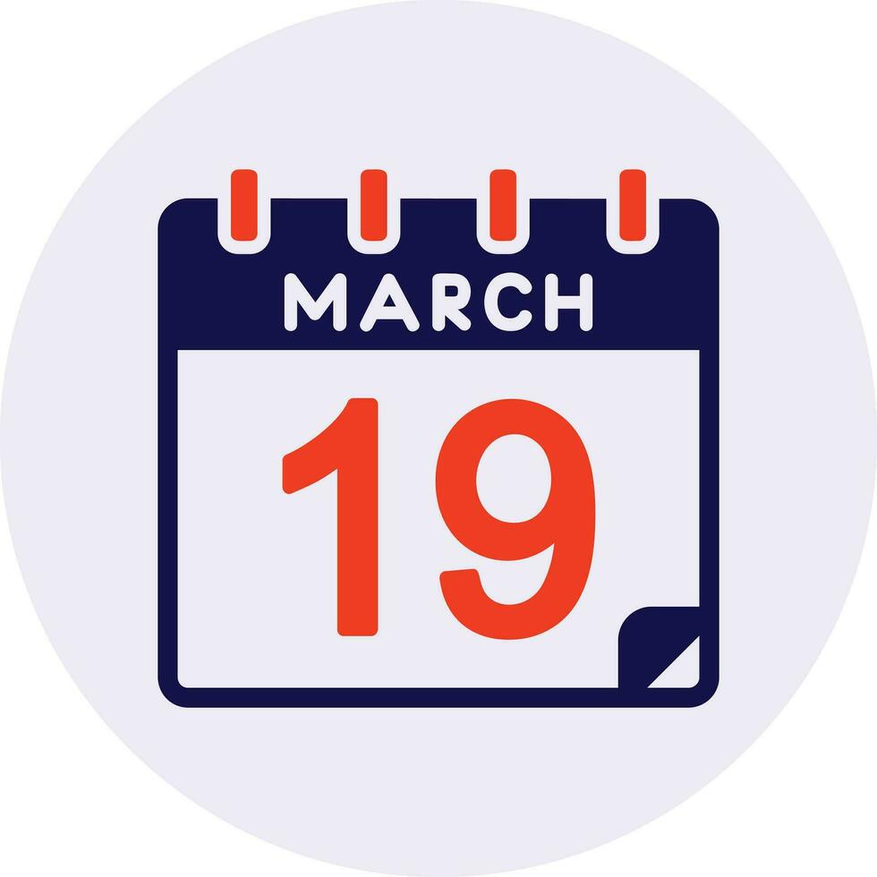19 March Vector Icon