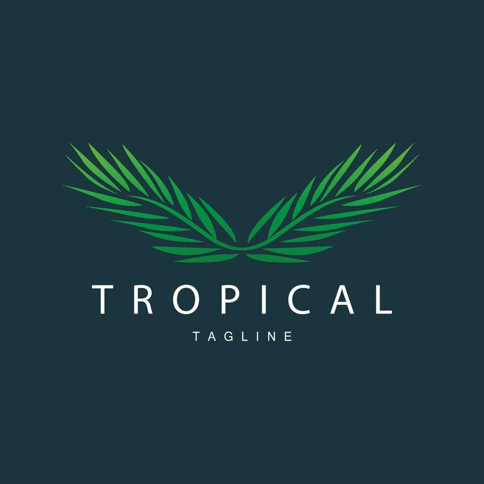 Palm Leaf Logo, Green Plant Design Vector Illustration Template