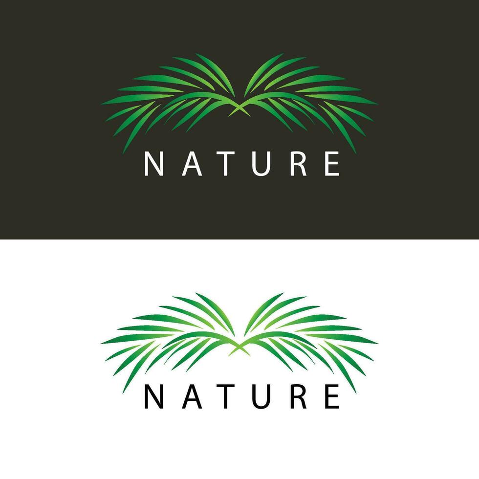 Palm Leaf Logo, Green Plant Design Vector Illustration Template