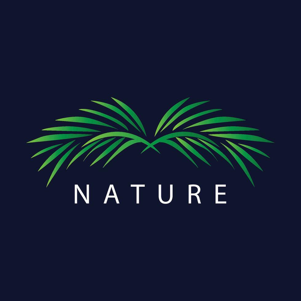 Palm Leaf Logo, Green Plant Design Vector Illustration Template