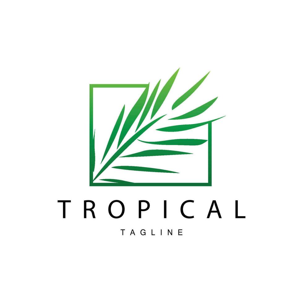 Palm Leaf Logo, Green Plant Design Vector Illustration Template
