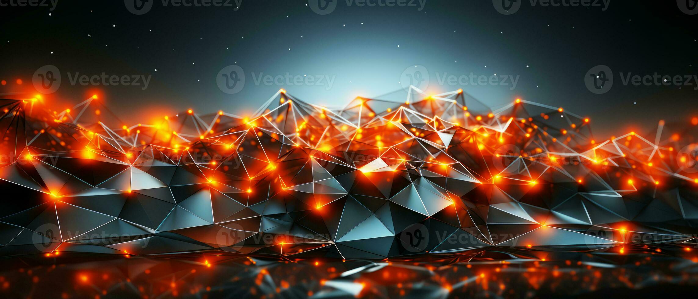 Abstract technology background. Network connection structure with glowing particles. AI Generated. photo