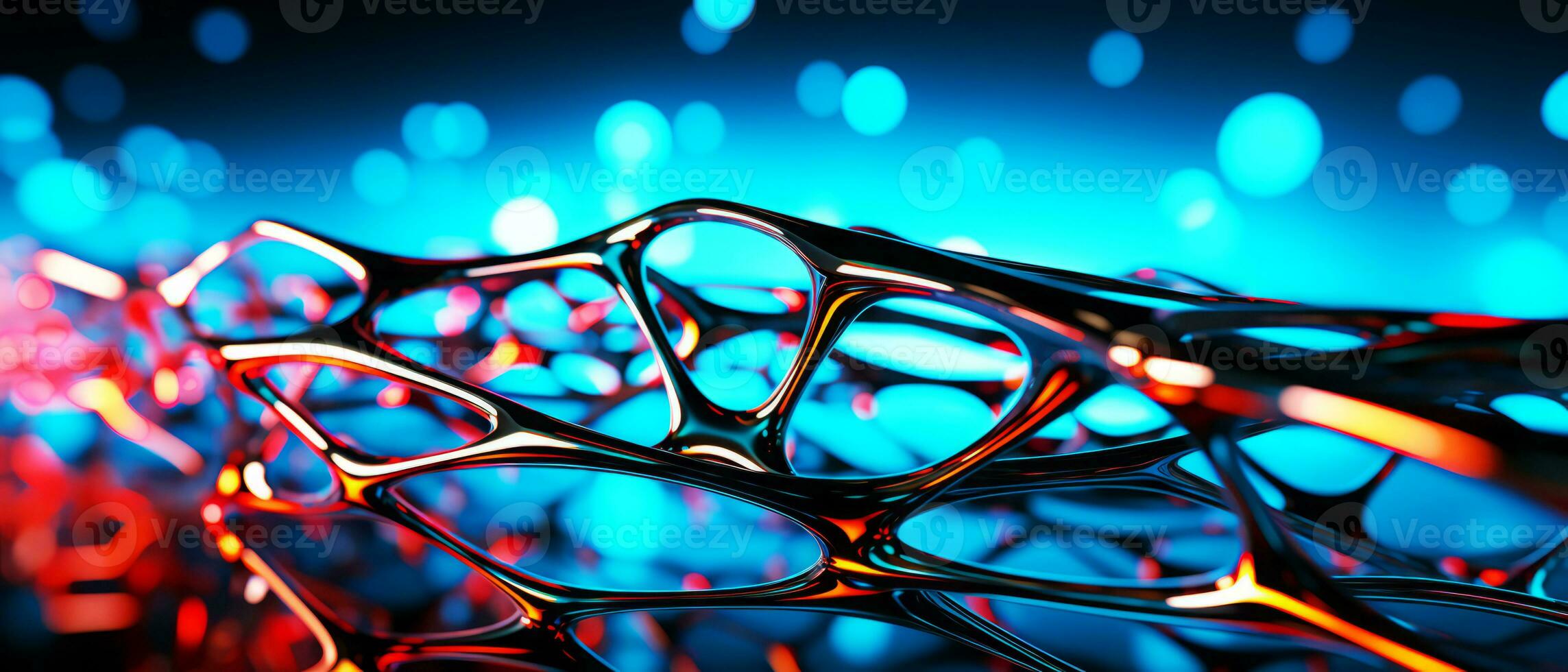 Abstract technology background. Network connection structure with glowing particles. AI Generated. photo