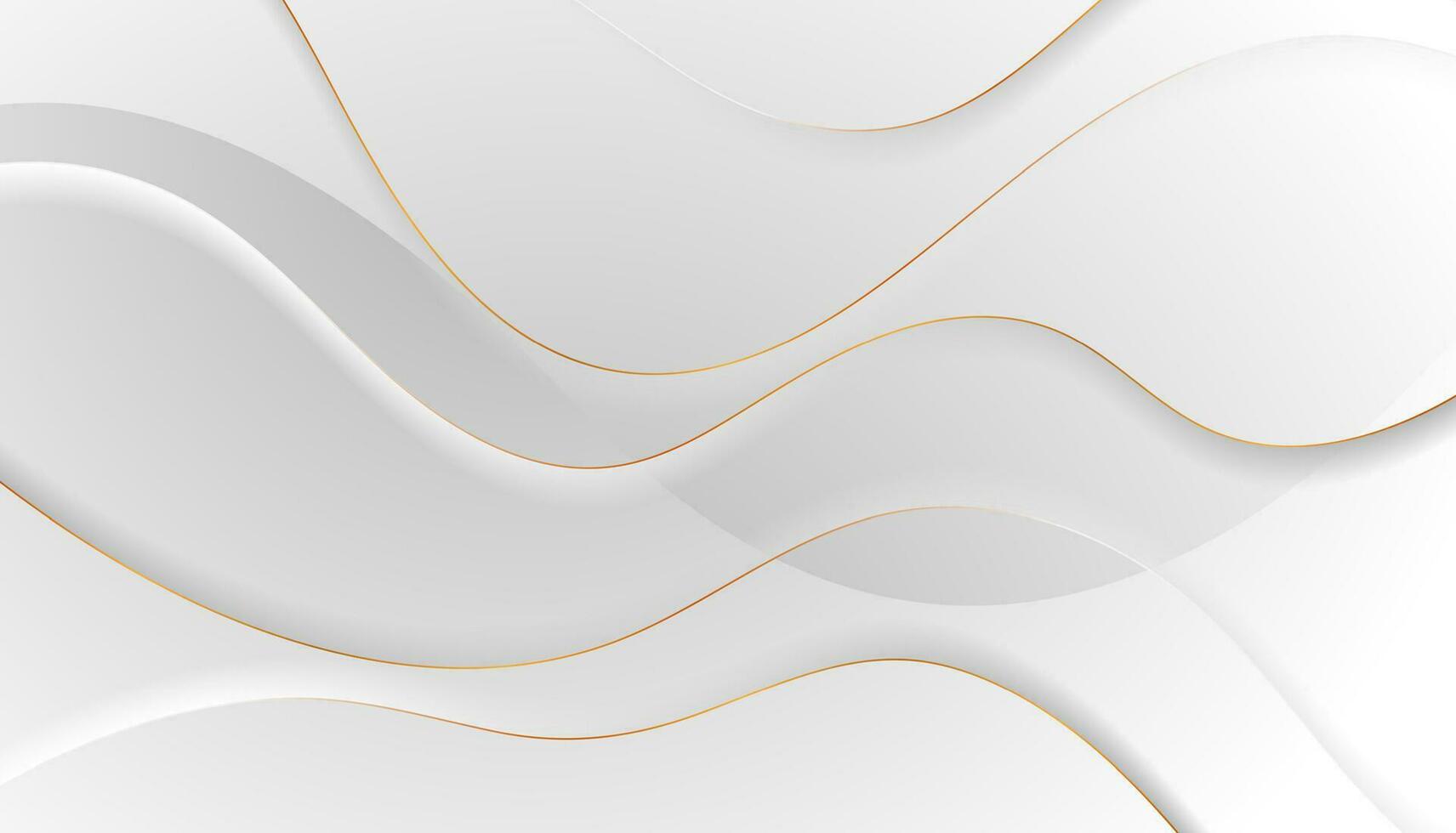 Grey silver smooth waves with curved golden lines vector