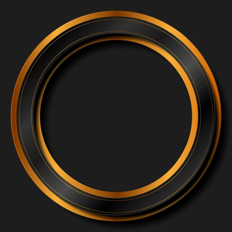 Black and bronze abstract circle frame geometric background vector