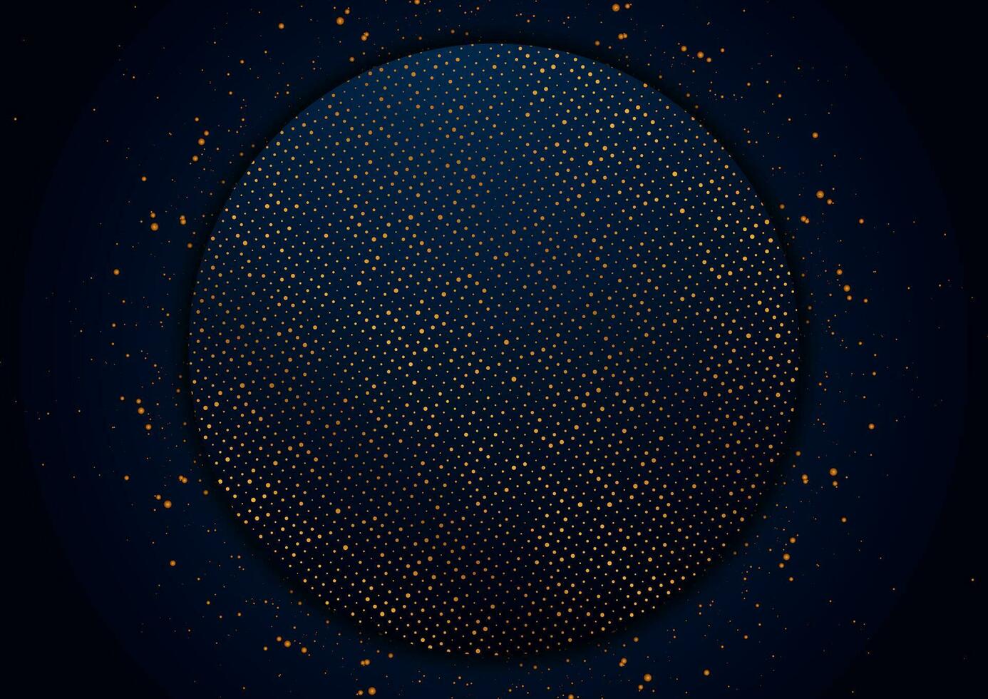 Dark blue circles with golden dots abstract background vector