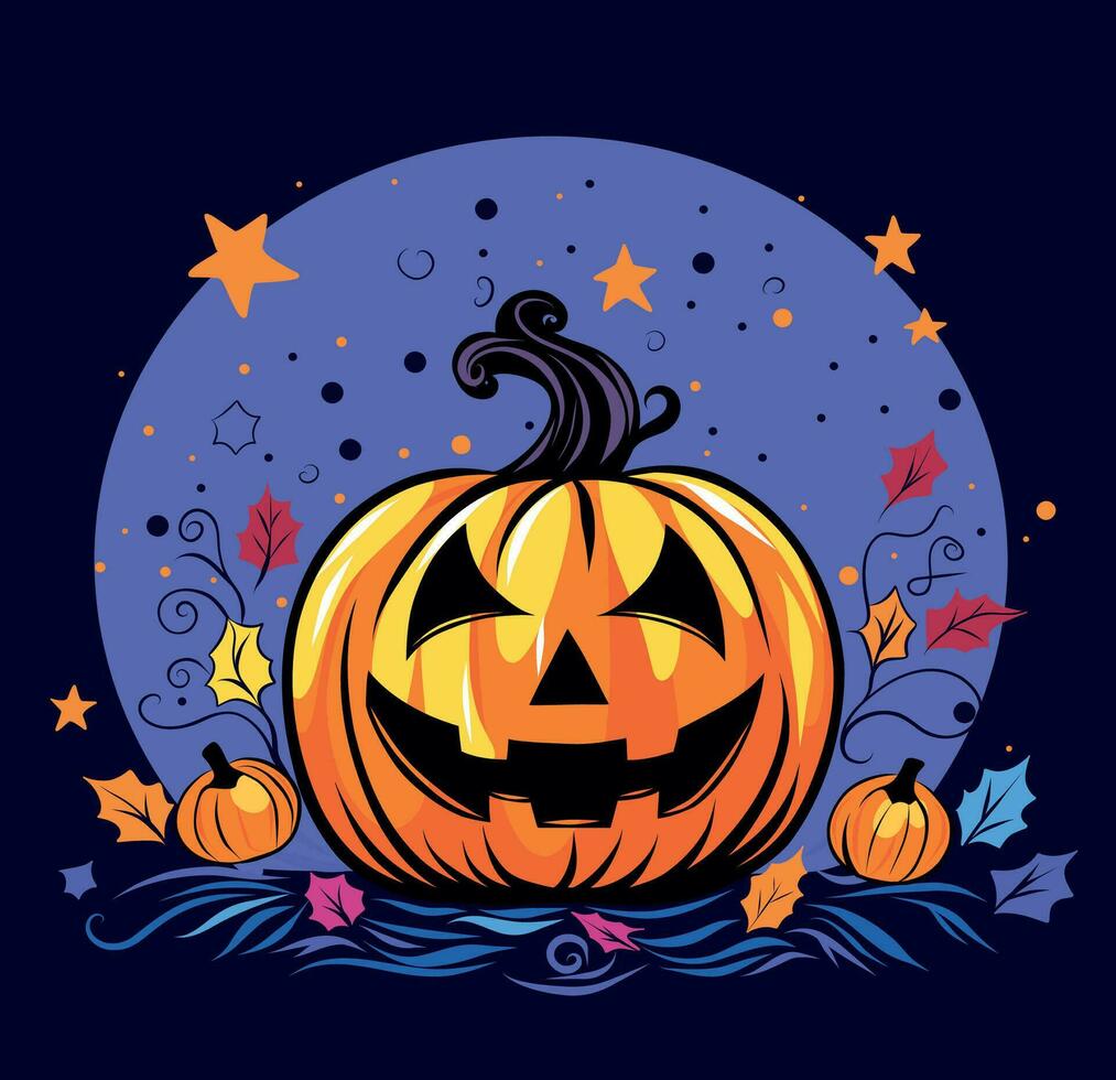 Vector flat illustration halloween avatar pumpkin monster
