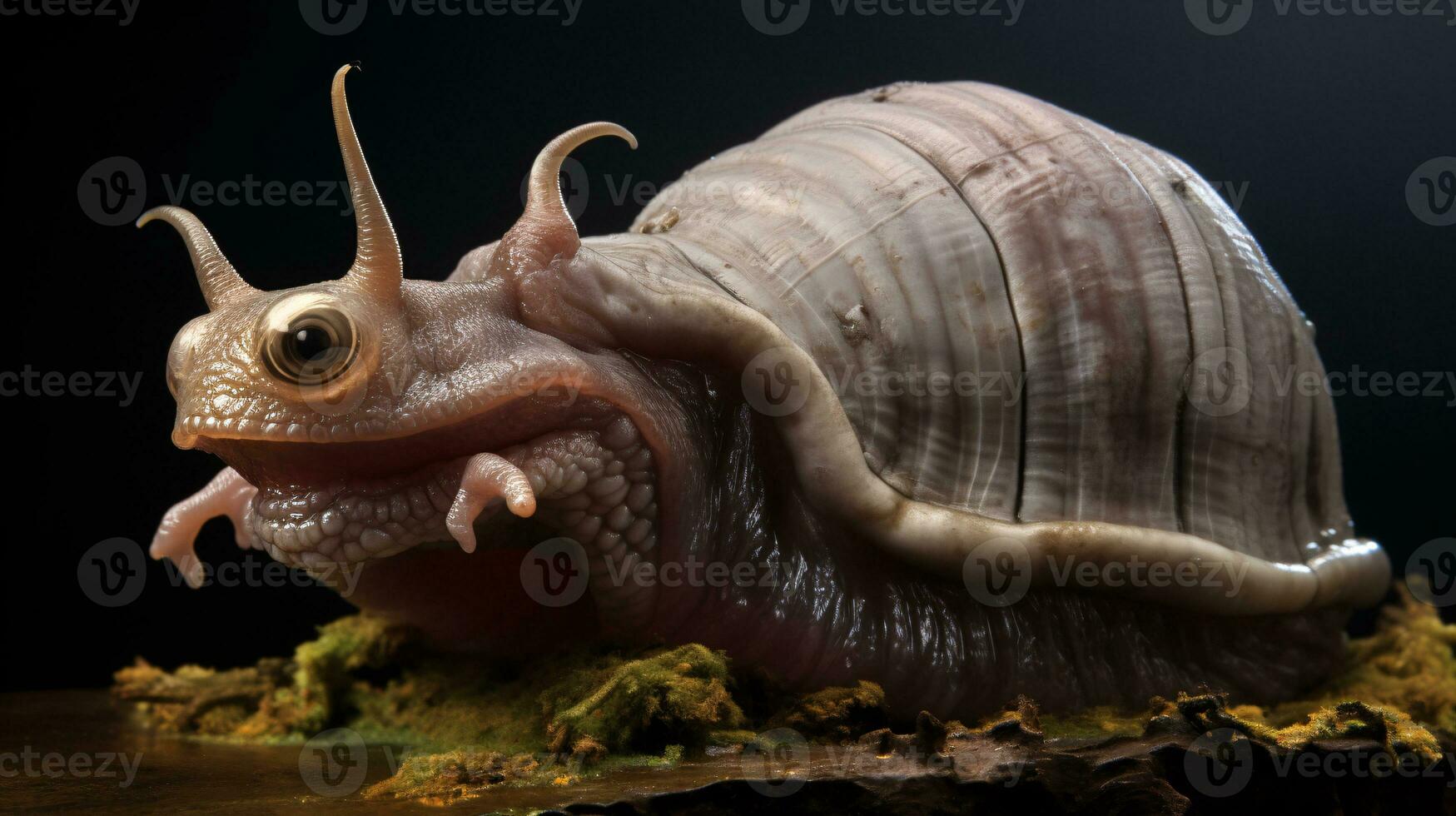 AI generative Realistic Alien snail like creature xenomorph close up photo