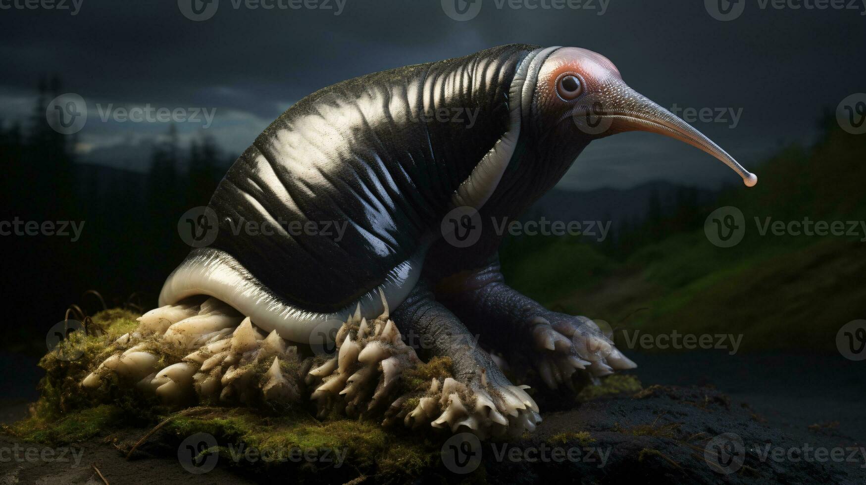AI generative Realistic Alien snail like creature xenomorph close up photo