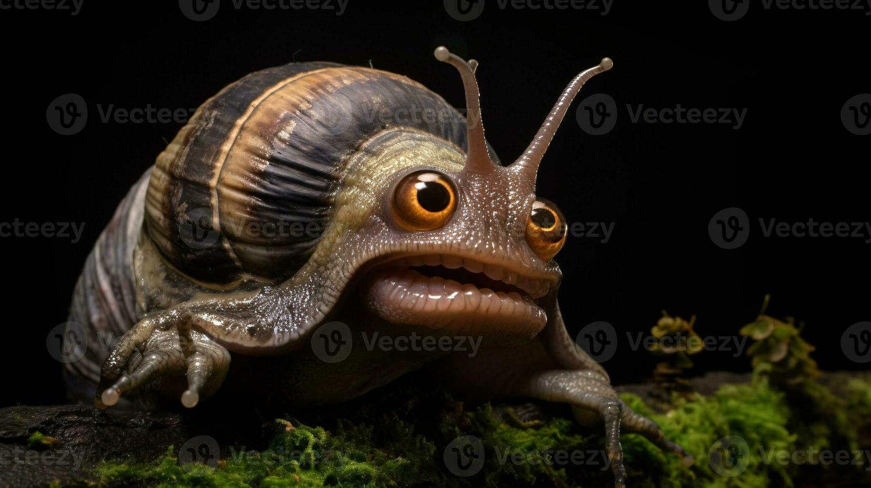 AI generative Realistic Alien snail like creature xenomorph close up photo