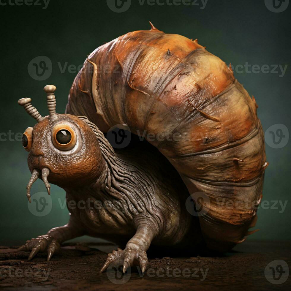 AI generative Realistic Alien snail like creature xenomorph close up photo