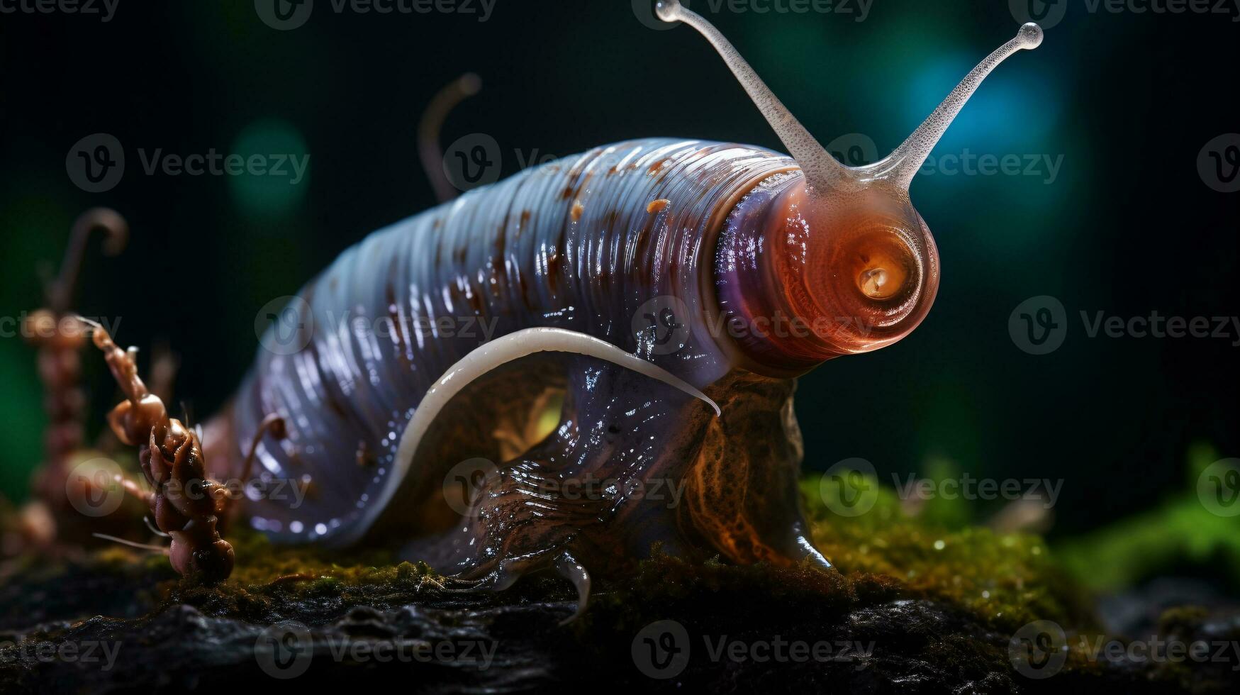 AI generative Realistic Alien snail like creature xenomorph close up photo