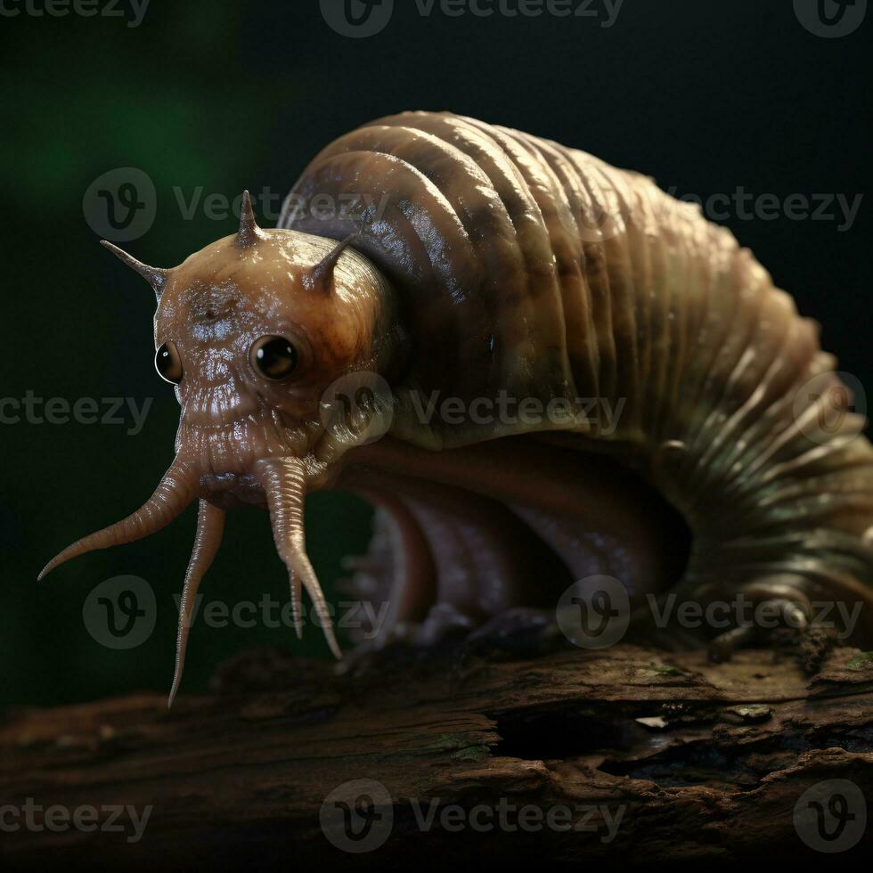 AI generative Realistic Alien snail like creature xenomorph close up photo