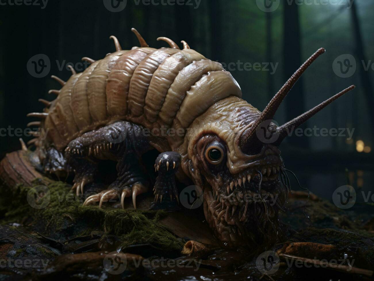 AI generative Realistic Alien snail like creature xenomorph close up photo