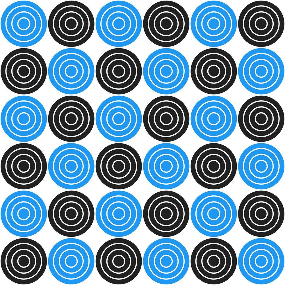 azul y negro circulo modelo. circulo vector sin costura modelo. decorativo elemento, envase papel, pared losas, piso losas, baño losas.