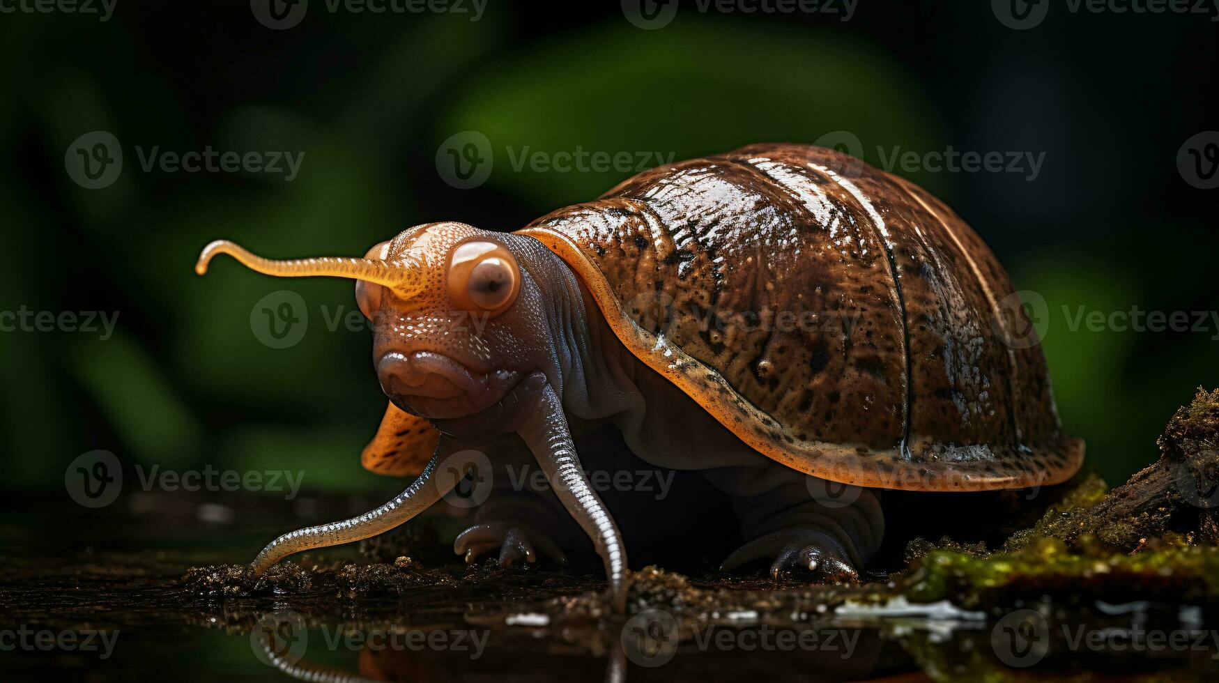 ai generative realistic alien snail like xenomorph hybrid creature close up photo