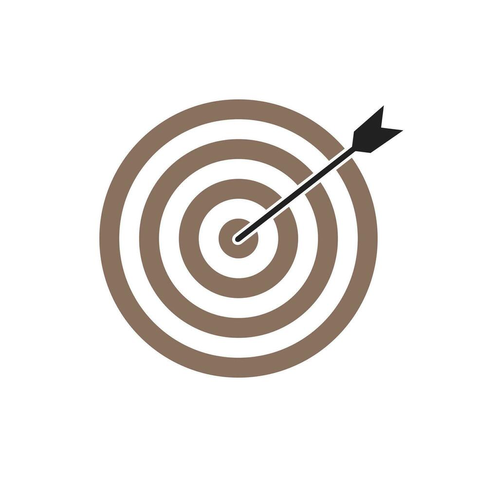 Brown bullseye dart target icon. Dart target goal marketing sign. Arrow dart logo vector. Winner dart sign. vector