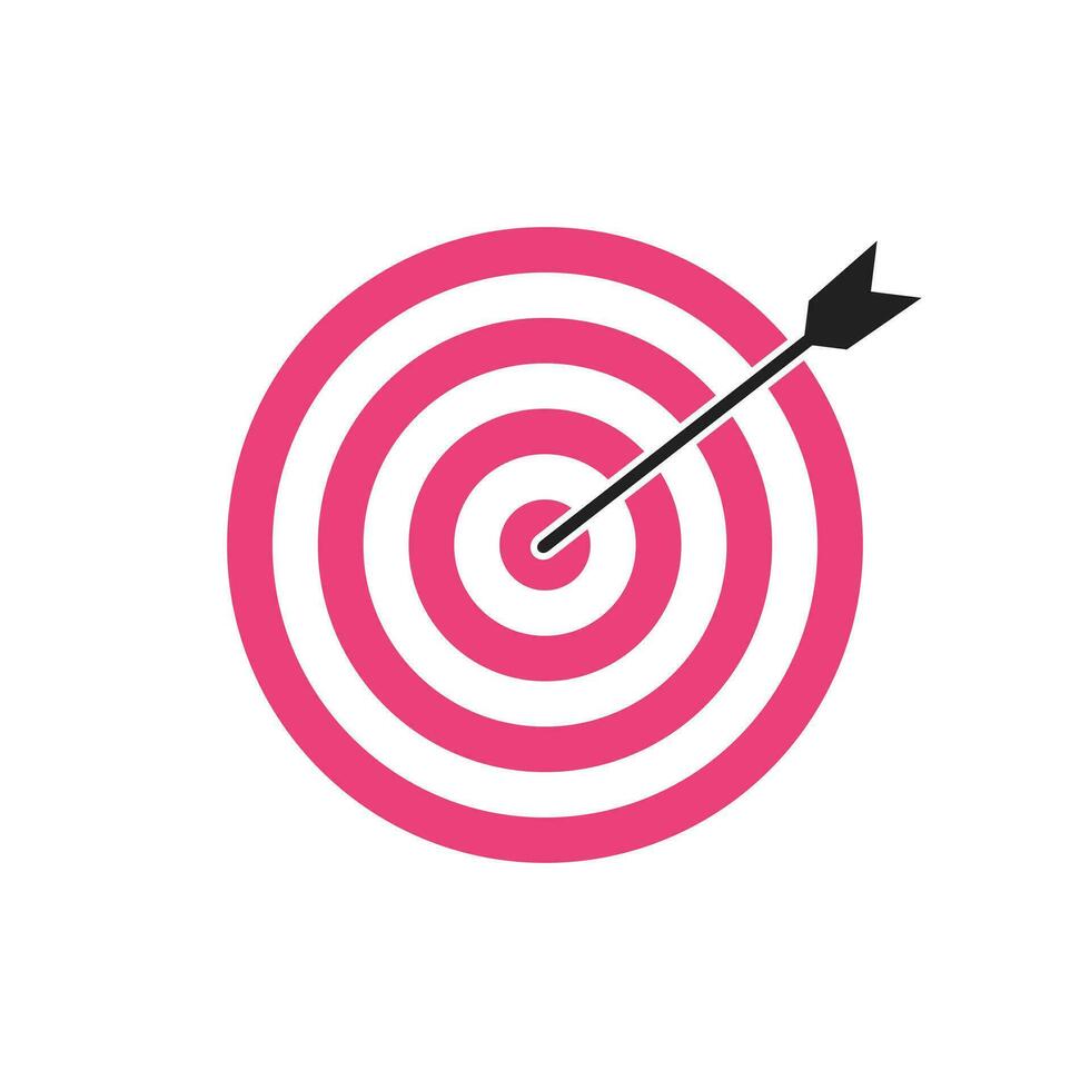 Pink bullseye dart target icon. Dart target goal marketing sign. Arrow dart logo vector. Winner dart sign. vector