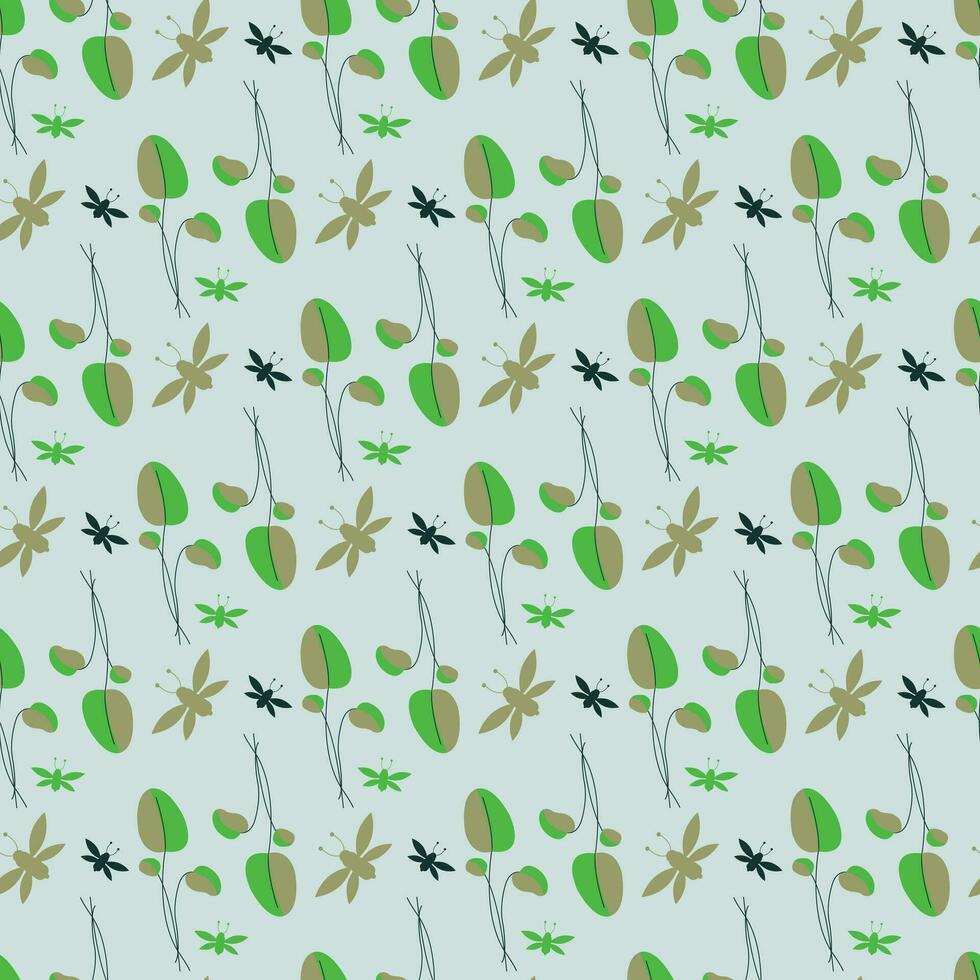 Leaf and butterfly Seamless Pattern Design vector