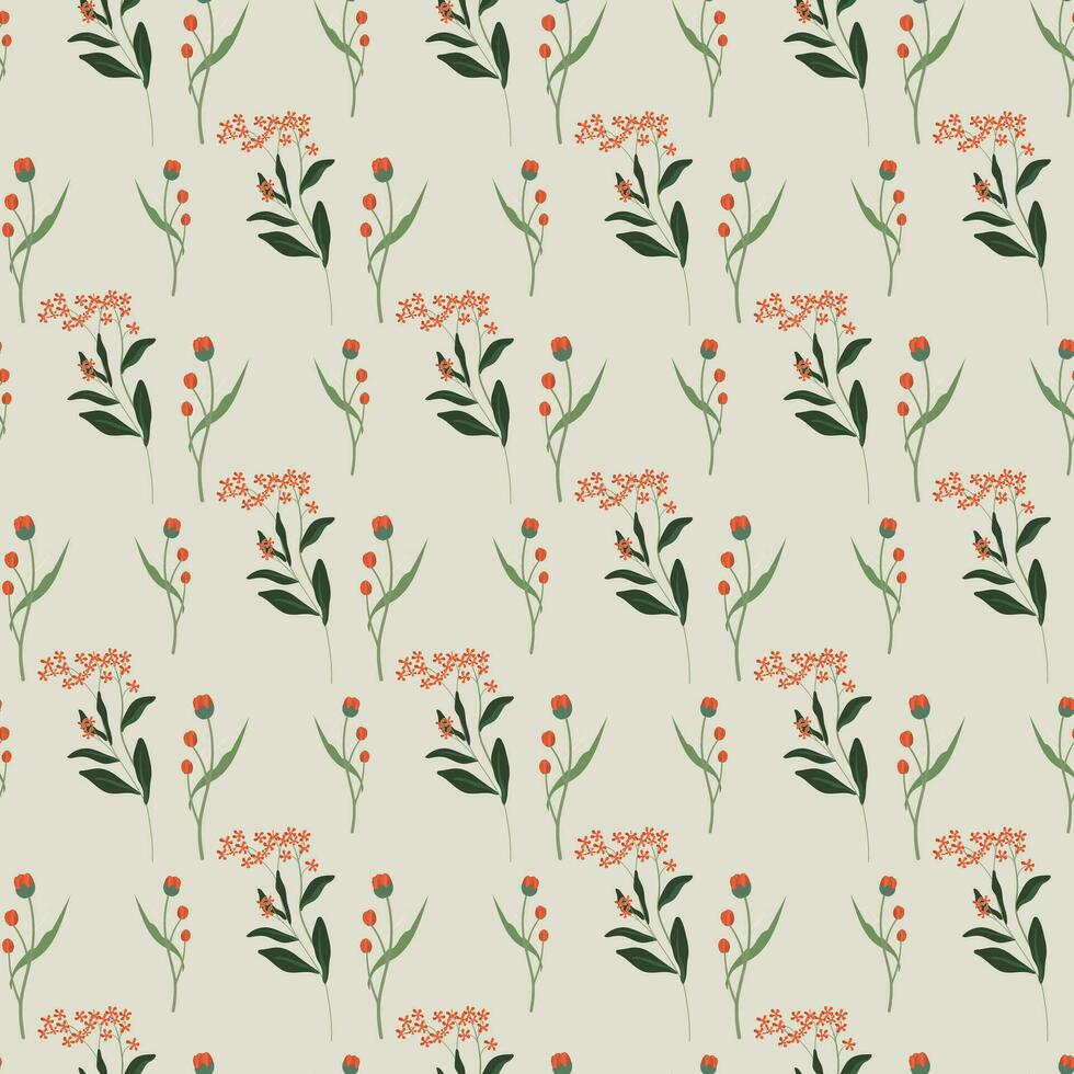 Floral and leaf Seamless Pattern Design vector