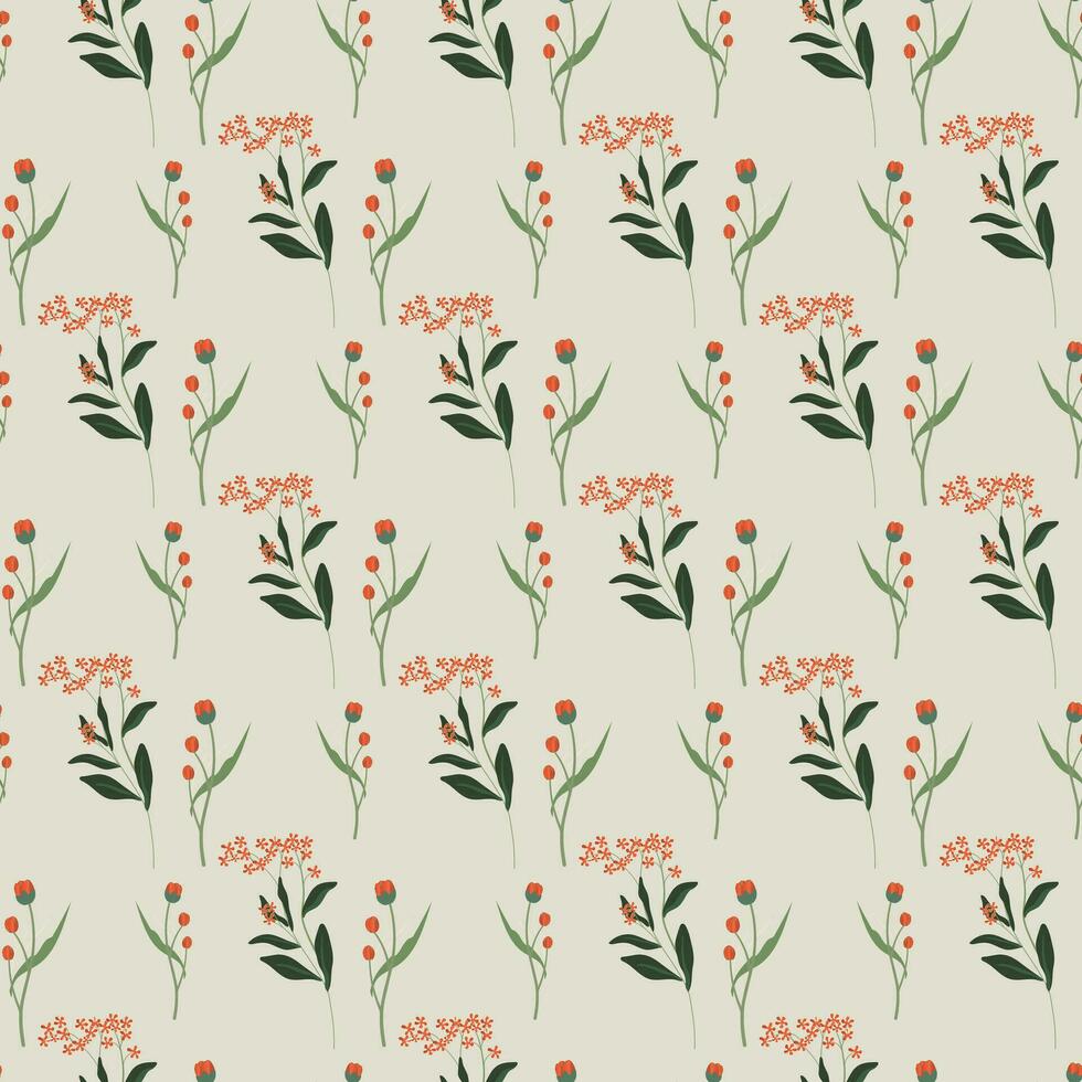 Floral and leaf Seamless Pattern Design vector