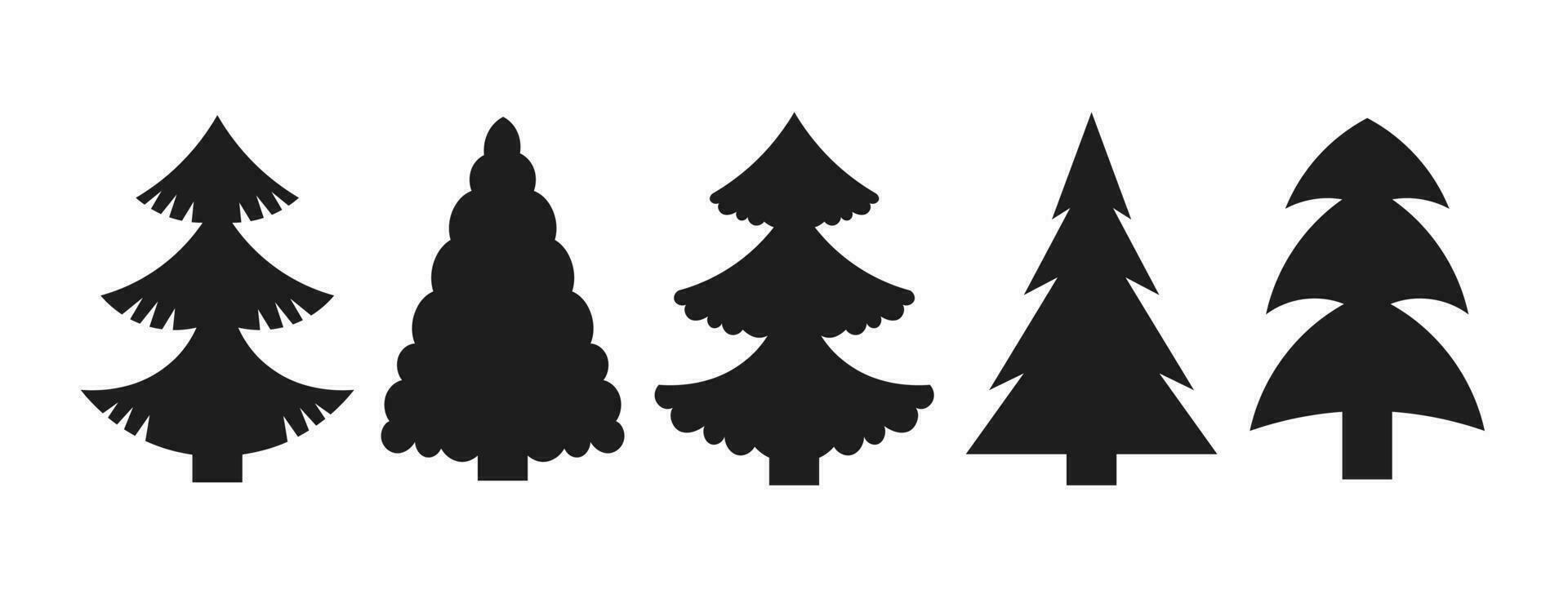 Modern Christmas tree silhouette set vector