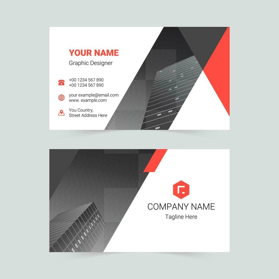 Red and black modern business card template vector