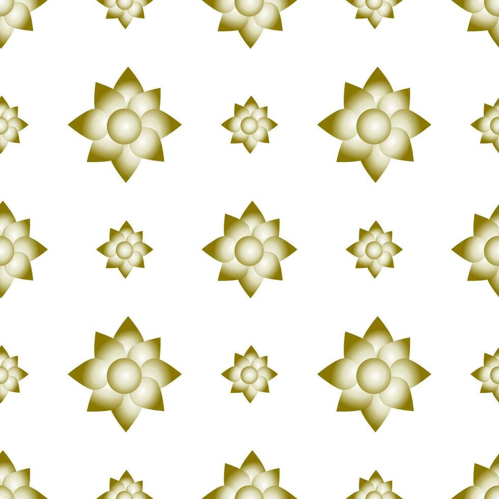Seamless pattern of golden flowers on white background for background and texture concept vector