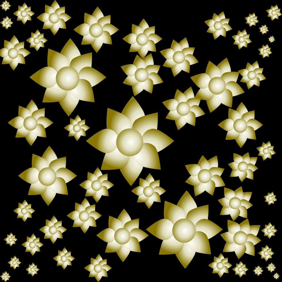 Abstract golden flower on black background for background and texture concept vector