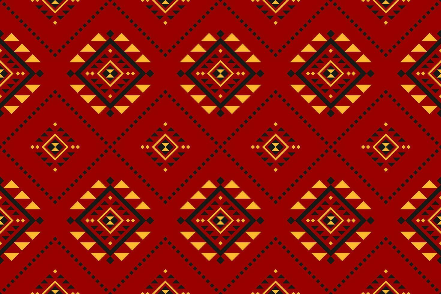 Fabric ethnic red pattern art. Geometric seamless pattern in tribal. American and Mexican style. vector
