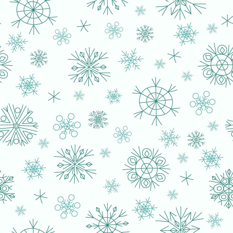 Snowflake pattern. New Year, Christmas decor. Drawings, doodles. Winter vector illustration, seamless background. For holiday packaging, textiles, wallpaper.