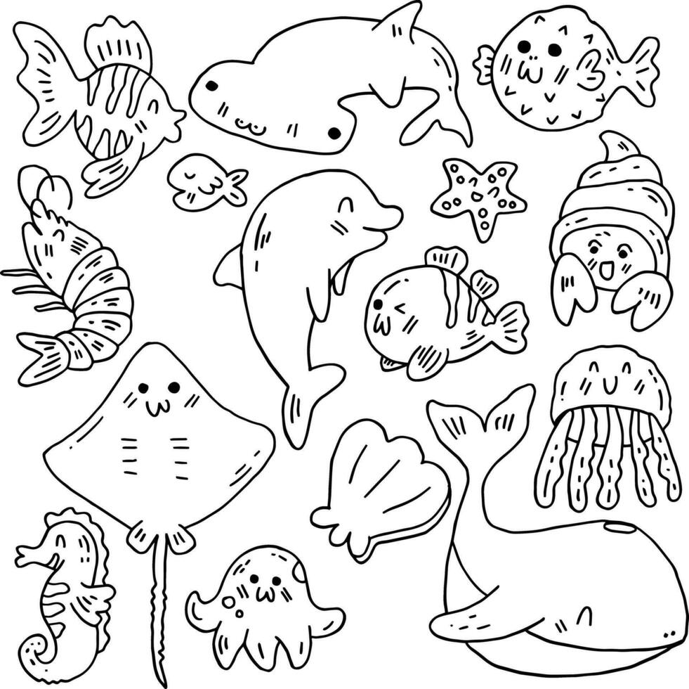 hand drawn cute under the sea design. vector