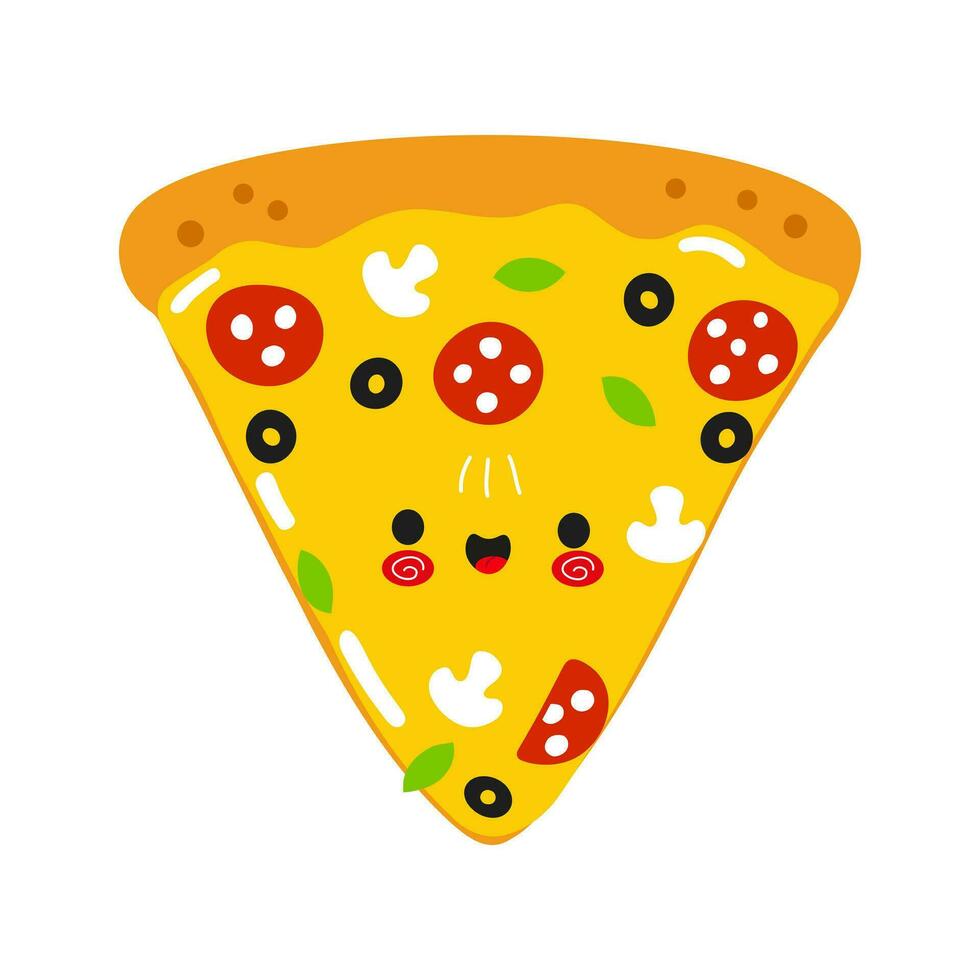 Pizza character. Vector hand drawn cartoon kawaii character illustration icon. Isolated on white background. Pizza character concept
