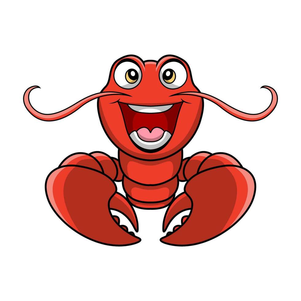 Cute lobster cartoon on white background vector