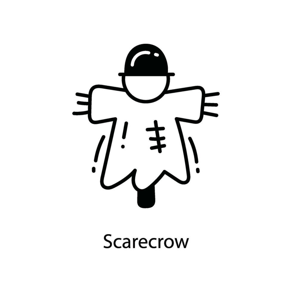 Scarecrow doodle Icon Design illustration. Agriculture Symbol on White background EPS 10 File vector