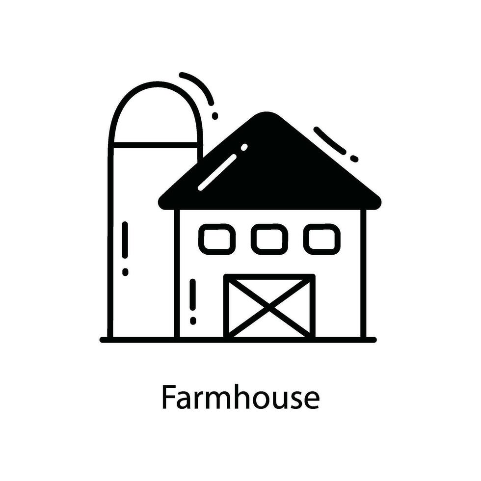 Farmhouse doodle Icon Design illustration. Agriculture Symbol on White background EPS 10 File vector