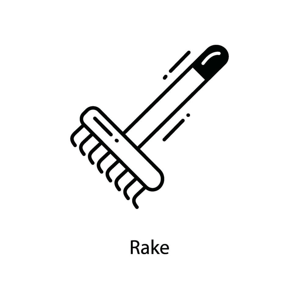 Rake doodle Icon Design illustration. Agriculture Symbol on White background EPS 10 File vector