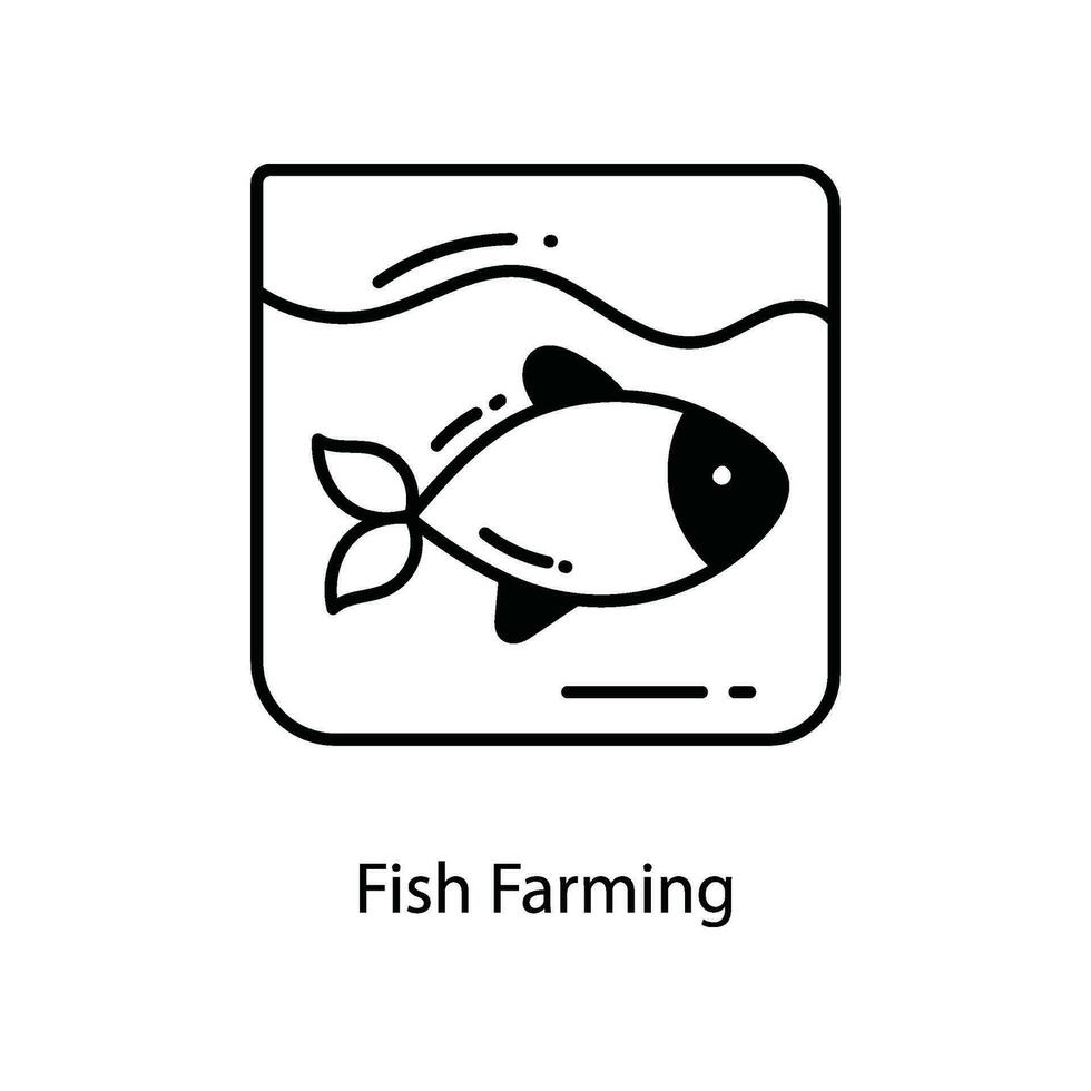 Fish Farming doodle Icon Design illustration. Agriculture Symbol on White background EPS 10 File vector