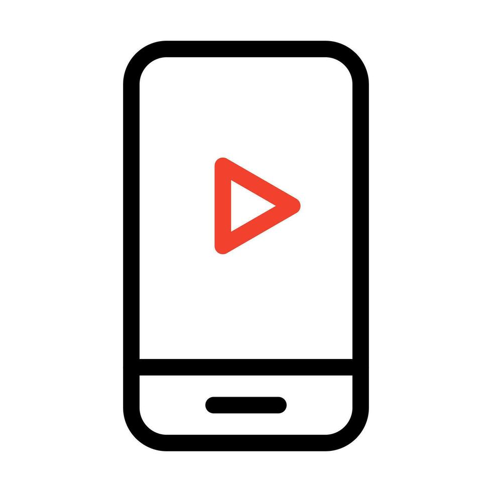 Smartphone icon with play sign or video player. Social media symbol. Vector icon mobile phone. Play button vector icon. Smartphone vector isolated on white background.
