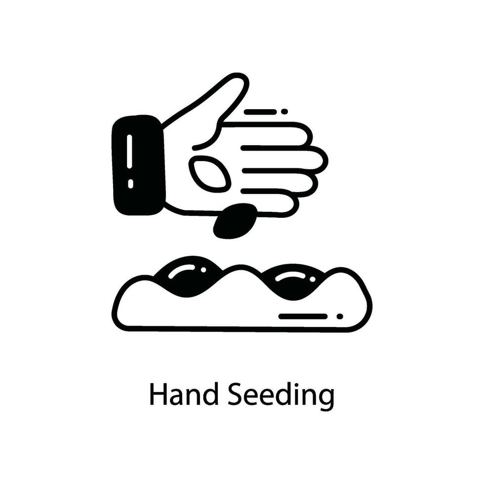 Hand Seeding doodle Icon Design illustration. Agriculture Symbol on White background EPS 10 File vector
