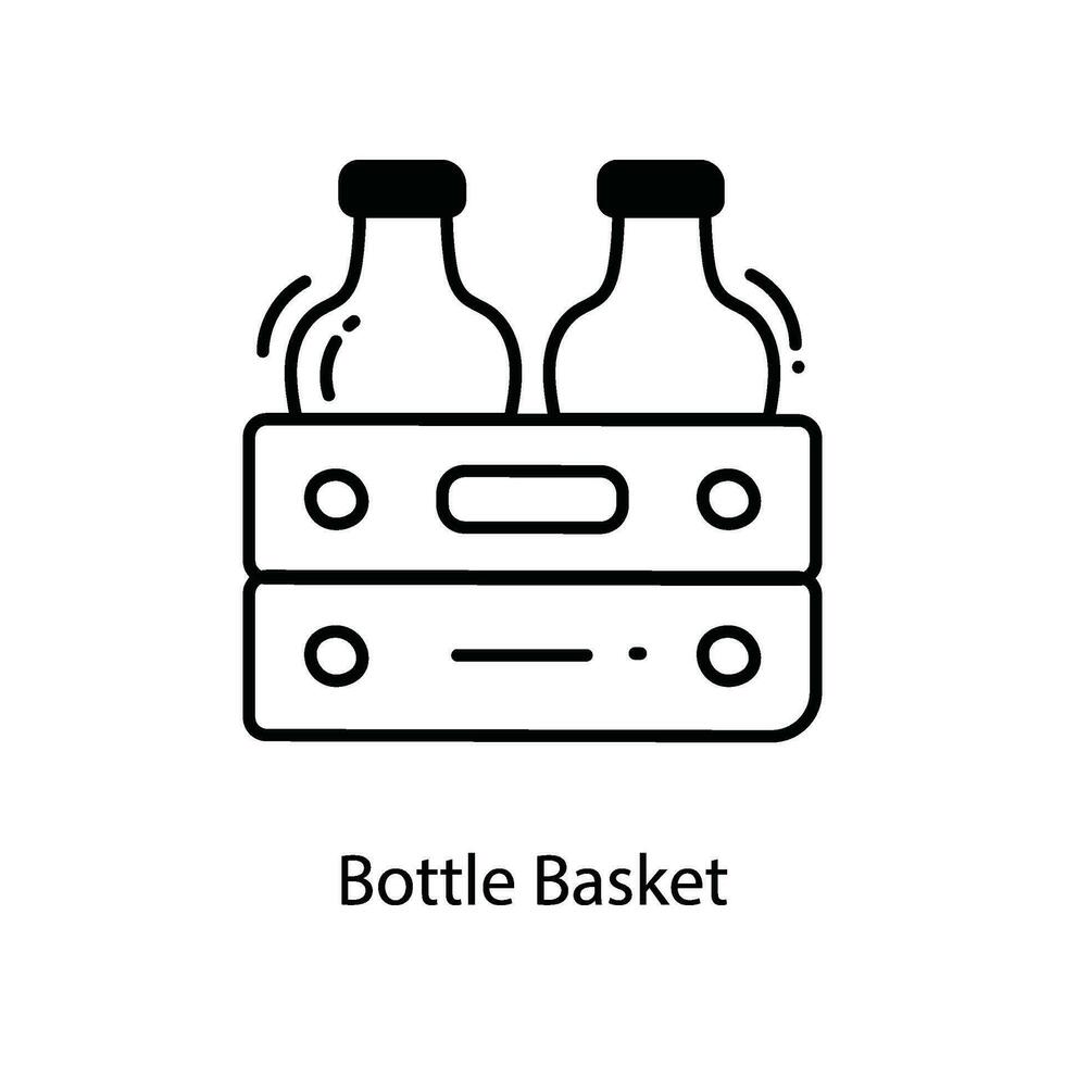 Bottle Basket doodle Icon Design illustration. Agriculture Symbol on White background EPS 10 File vector