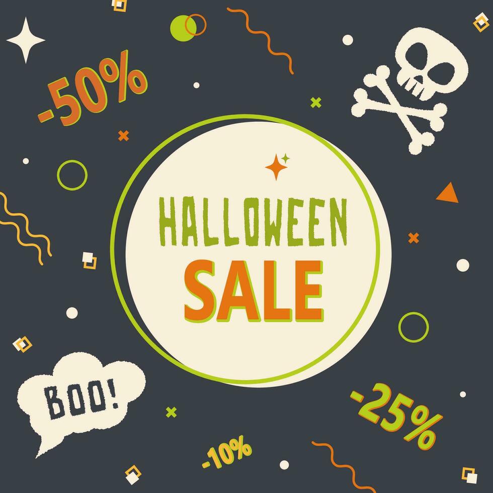 Vector Memphis style Halloween promotion banner for web and social media